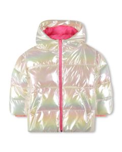 Billieblush Girls Ivory Iridescent Puffer Coat
