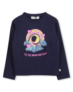 Billieblush Girls Blue 'To The Moon And Back' Logo T-Shirt WS25