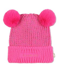 Billieblush Girls Pink Knitted Pom Pom Hat W/S25