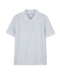 BOSS Boys Pale Blue Cotton Polo Shirt WS25