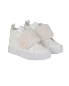 A Dee Little A White 'Furever' Patent High Top Trainers