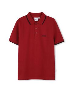 BOSS Boys Red Cotton Polo Shirt WS25