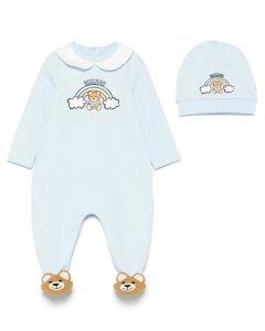 Moschino Blue Bear & Rainbow Cotton Babygro Gift Set SS25
