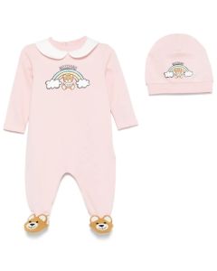 Moschino Pink Bear & Rainbow Cotton Babygro Gift Set SS25