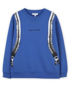 MARC JACOBS Boys Bright Blue Cotton Backpack Print Sweatshirt
