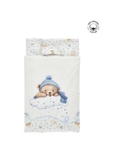 Monnalisa Baby Boys Ivory & Blue Cotton Teddy Rainbow Blanket