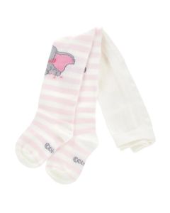 Monnalisa Girls Ivory and Pink Cotton Dumbo Tights