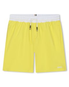 BOSS Boys Yellow Magic Print Swim Shorts