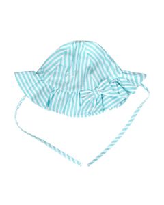 Little A White & Blue Striped 'Kandy' Seersucker Sunhat With Ties And Bow