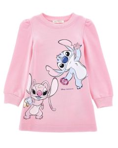Monnalisa Girls Pink Lilo & Stitch Sweatshirt Dress