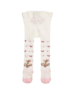 Monnalisa Ivory & Pink Cotton Deer Tights