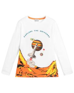 Paul Smith Junior Boys White Cotton Jersey Space Theme Top