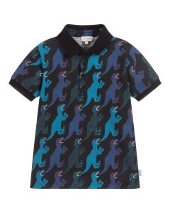 Paul Smith Junior Dino Boys Black Piqué Polo Shirt