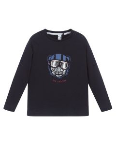 3Pommes Navy Blue Tiger Jersey Top