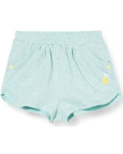 3Pommes Green Cotton Lemon Applique Shorts