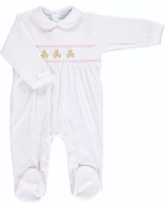 Mini-La-Mode Girls Nursery Bear Smocked Babygrow
