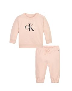 Calvin Klein Baby Rose Tracksuit With Black Monogram Logo
