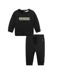 Calvin Klein Baby Black Fleece Tracksuit with Logo Design