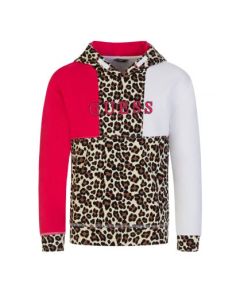 Guess Girls Animal Print Hooded Sweatshirt