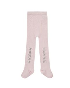 Little A 'Kerry' Pink Bow Diamante Tights WS25