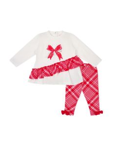 Little A 'Kiara' Bow Check Legging Set WS25
