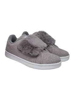Lelli Kelly Girls Silver "Poppy" Glitter Trainers With Fur Strap