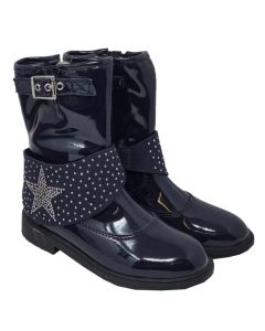 Lelli Kelly Girls Patent Navy "Betty Mid" Boots