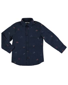 Mayoral Boys Navy Blue Slim Fit Long Sleeve Shirt