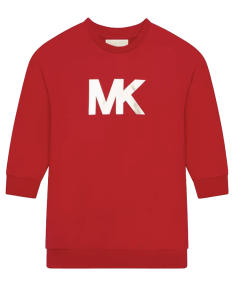 Michael Kors Red Long Sleeve Dress With Silver Logo