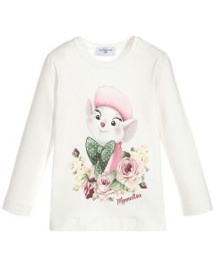 MONNALISA Girls Ivory Cotton Disney Top