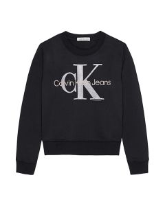 Calvin Klein Girls Black Sweatshirt With Metallic Monogram Logo