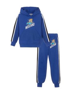 Moschino Kid Boys Blue Cotton Stripe Skateboard Teddy Bear Tracksuit