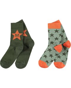 Mitch & Son Khaki & Orange 'Milnpark' Socks (2 Pack)