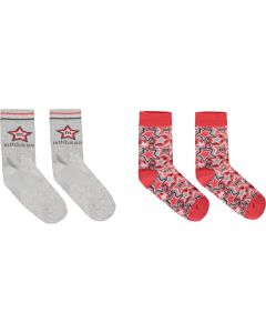 Mitch & Son A Summer Star Pair Of 'Luther' Red And Grey Socks
