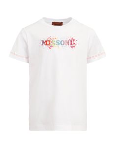 Missoni Girls Multi Coloured Diamanté Splash White T-Shirt SS25