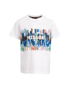 Missoni Boys White Cotton Zigzag T-Shirt SS25