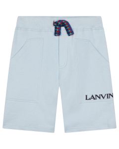 Lanvin Pale Blue Shorts With Blue Embroidered Logo
