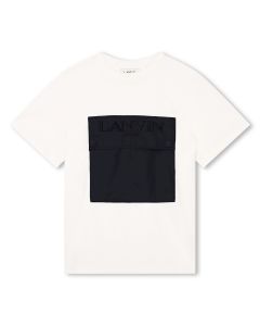 Lanvin Boys White Organic Cotton Pocket T-Shirt