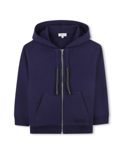 Lanvin Boys Navy And Green Organic Cotton Zip-Up Hoodie WS25