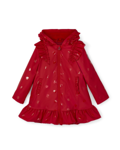 A Dee Red Ruffle Heart Raincoat WS25