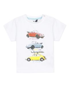 3Pommes Boys White Cotton Car T-Shirt