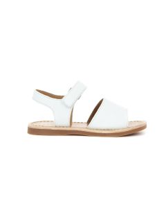 Pom D'Api Girl's White Plage Stitch Easy Sandal