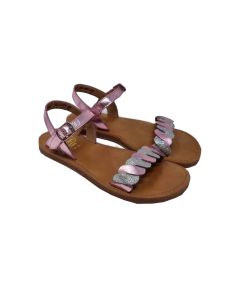 Pom D Api Girls 'Plagette Twist' Pink And Silver Sandals