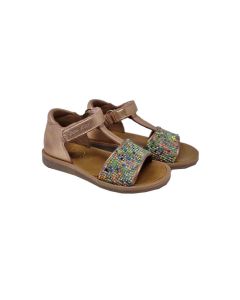 Pom D Api Girls 'Poppy Strass' Rose Gold Multi Coloured Sandals