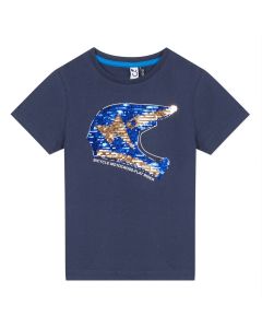 3Pommes Boys Navy Blue Cotton Motorcycle Helmet Sequin Top