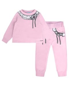 Simonetta Girl's Print Lace Collar Pink Tracksuit