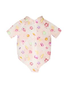 Jamiks Girls Pink Shell Print UV Protection Swim Romper SS25