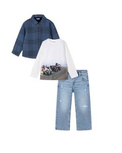 Mayoral Boys Blue Check Jacket 3 Piece Set WS25