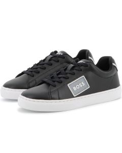 Boss Boys Black Leather Lace Up Trainers WS25