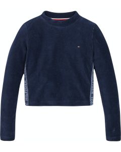 Tommy Hilfiger Girls Navy Blue Tape Corduroy Top